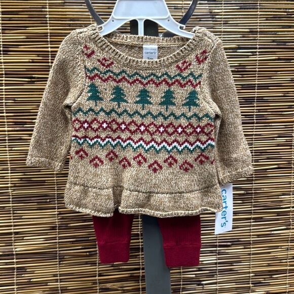 Carter's Baby Girls 2-pc. Pant Set, 3 Months, Brown Size 3M - Picture 2 of 3